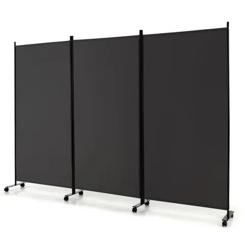 BOXED NACHALY 260cm X 180cm H 3-PANEL FOLDING ROOM DIVIDER - GREY (1 BOX)