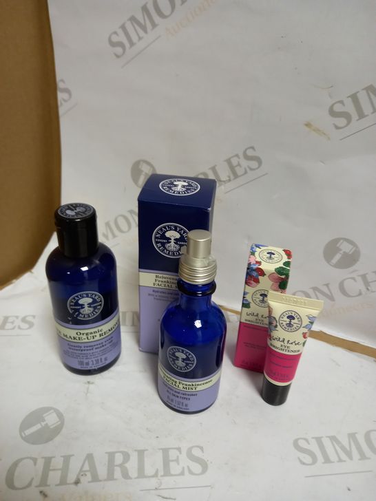 LOT OF 3 NEAL'S YARD REMEDIES PRODUCTS TO INCLUDE EYE MAKE-UP REMOVER, FACIAL MIST, EYE BRIGHTENER 