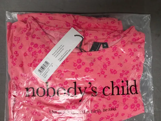 NOBODY'S CHILD SERENA MINI DRESS IN PINK W. FLORAL DESIGN SIZE 6