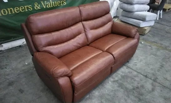 QUALITY DESIGNER DARK BROWN LEATHER 3 SEATER ELECTRIC RECLINER SOFA