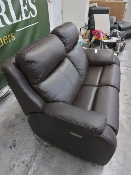 DESIGNER G PLAN MADE KINSBURY 2 SEATER CAPRI CHOCOLATE LEATHER ELECTRIC RECLINING SOFA 