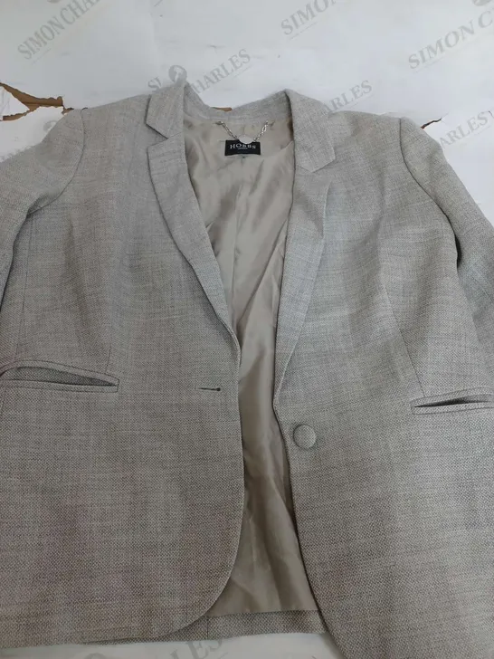 HOBBS LIGHT GREY TWILL BLAZER - SIZE 14