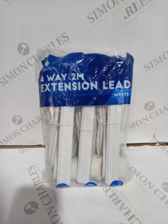 PACKAGED 4 WAY 2M EXTENSION LEAD - WHITE 