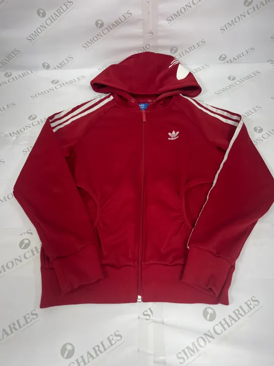 ADIDAS ZIP THROUGH HOODIE IN RED SIZE 10