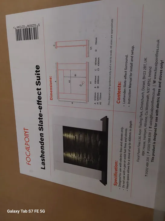 BOXED LASHENDEN SLATE-EFFECT FIRE SUITE (2 BOXES)