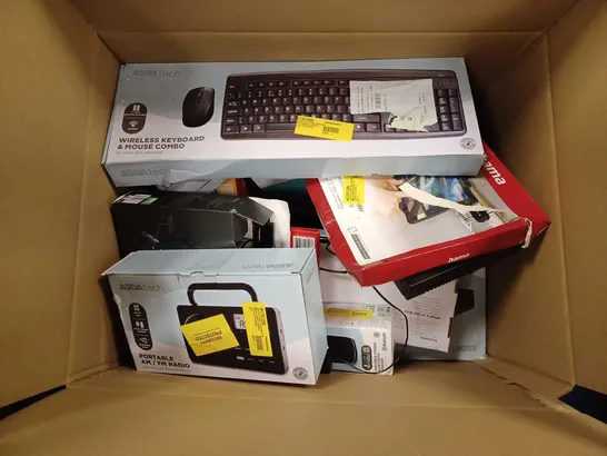 LOT OF APPROX 50 ASSORTED ELECTRICALS TO INCLUDE USB PC HEADSET, PORTABLE AM/FM RADIO, WIRELESS KEYBOARD & MOUSE COMBO, ETC