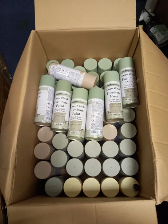 BOXED LOT OF APPROX 50 PAINT FACTORY CHALK FINISH FURNITURE PAINT 400ML