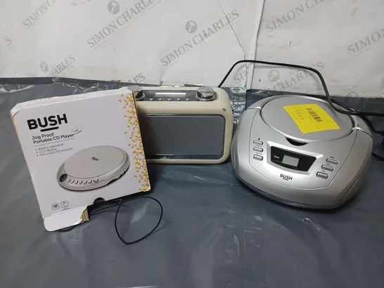 APPROXIMATELY 9 ASSORTED BUSH PRODUCTS TO INCLUDE PORTABLE CD PLAYER, BUSH CLASSIC DAB/FM BLUETOOTH RADIO, CD RADIO BOOMBOX, ETC