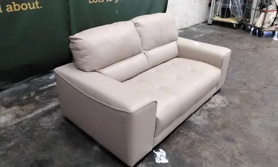 QUALITY ITALIAN DESIGNER ARENA LOVESEAT IN BEIGE LEATHER 