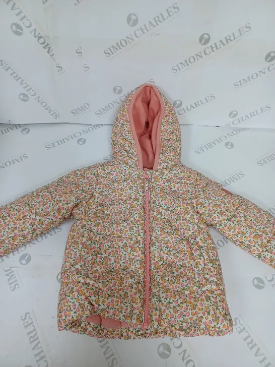 BABY GIRLS FLORAL PATTERN PADDED COAT SIZE UNSPECIFIED