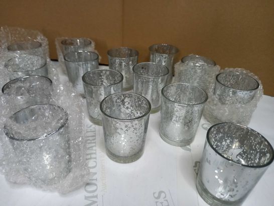 LOT OF APPROX. 15 TEA LIGHT GLASS/SILVER HOLDERS
