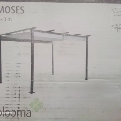 BOXED BLOOMA MOSES 4 × 3M SLIDING FABRIC ROOF GAZEBO