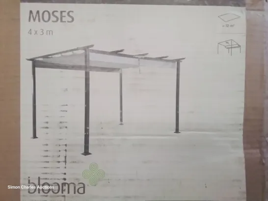 BOXED BLOOMA MOSES 4 × 3M SLIDING FABRIC ROOF GAZEBO