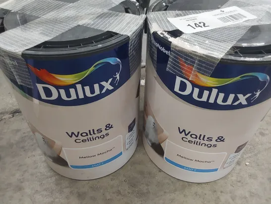 TWO 5L TINS DULUX WALL & CEILING PAINT MELLOW MOCHA MATT