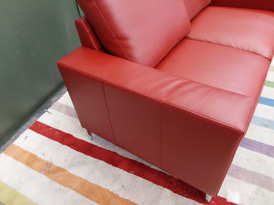 DESIGNER RED LEATHER FIXED TWO SEATER SOFA 