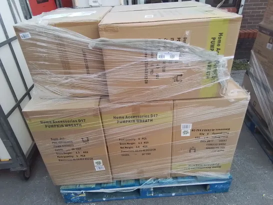 PALLET CONTAINING 9 BOXES OF BRAND NEW PUMPKIN WREATHS - 6 PER BOX 54 PIECES