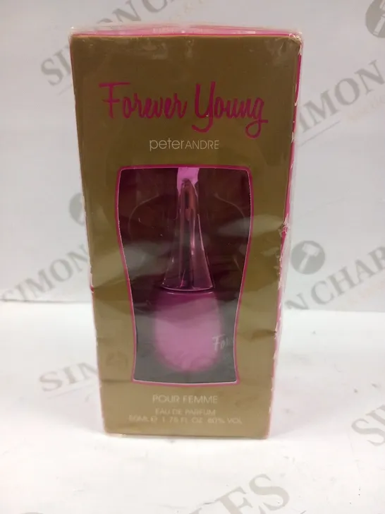 BOXED AND SEALED FOREVER YOUNG PETER ANDRE POUR FEMME EAU DE PARFUM 50ML