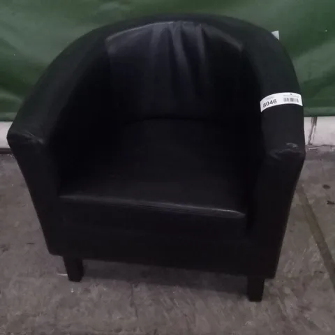 DESIGNER TED BLACK PU LEATHER TUB CHAIR