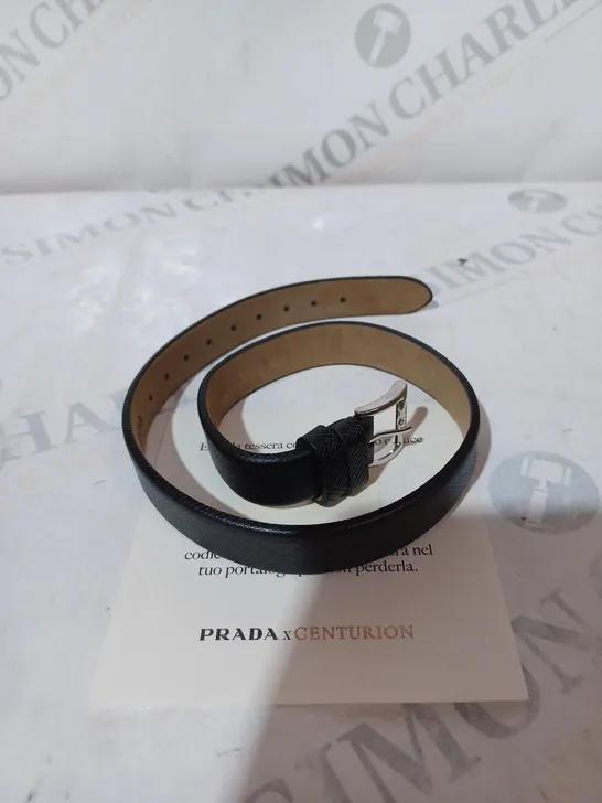 PRADA X AMERICAN EXPRESS AMEX CENTURION BLACK LEATHER WEARABLE BRACELET WITH CERTIFICATE 