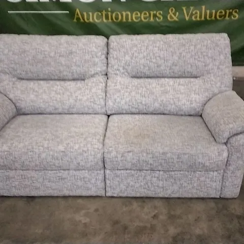 QUALITY BRITISH DESIGNED & MANUFACTURED G PLAN LIGHT GREY PATTERNED FABRIC 3 SEATER SOFA