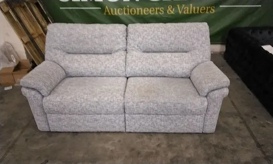 QUALITY BRITISH DESIGNED & MANUFACTURED G PLAN LIGHT GREY PATTERNED FABRIC 3 SEATER SOFA