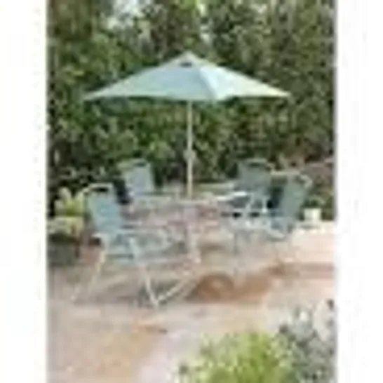 4 BRAND NEW BOX GEORGE HOME MIAMI WILDERNESS FOLDING GARDEN CHAIRS AND PARASOL