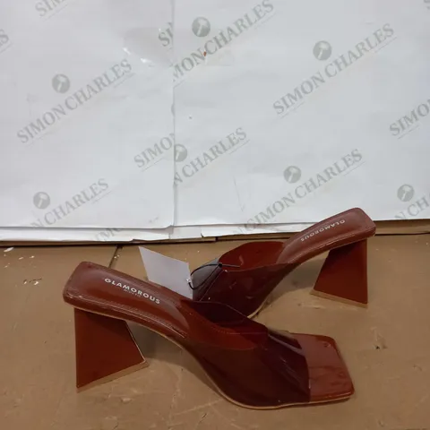 GLAMOROUS WIDE FIT BROWN WEDGED HEELS SIZE 8