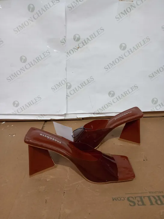 GLAMOROUS WIDE FIT BROWN WEDGED HEELS SIZE 8