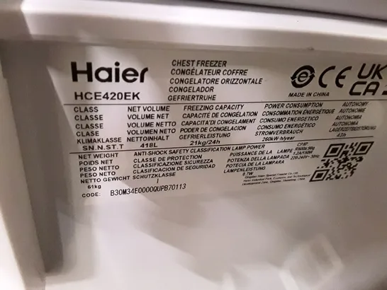 HAIER HCE420EK LOW FROST CHEST FREEZER