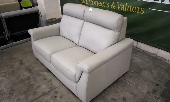 QUALITY ITALIAN DESIGNER ADRIANO WHITE GREY LEATHER LOVESEAT