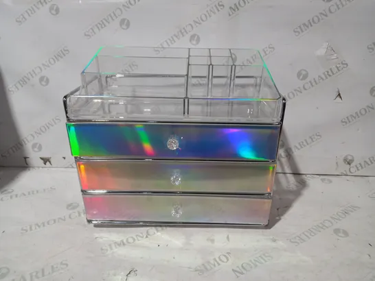 TILI FRAMED ACRYLIC STORAGE DRAWER SET - HOLOGRAPH