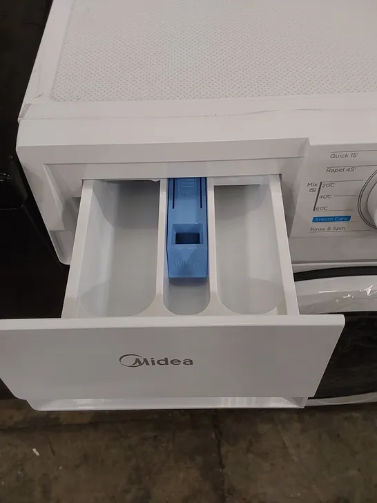 MIDEA 8KG FREESTANDING WASHING MACHINE IN WHITE, MODEL: MF10EW80BA