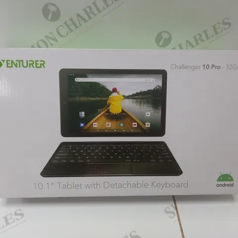 BRAND NEW BOXED VENTURER CHALLENGER 10 PRO 10.1" SCREEN ANDROID WIFI TABLET W/ KEYBOARD - BLACK