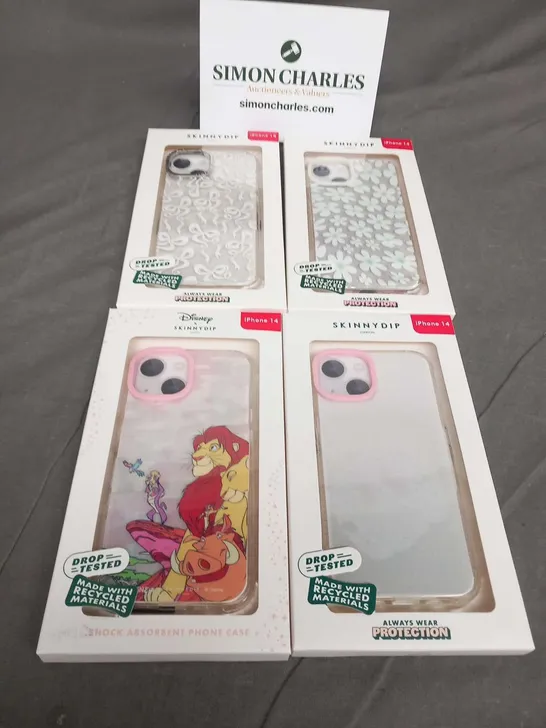 FOUR ASSORTED BRAND NEW SKINNYDIP IPHONE 14 PHONE CASES TO INCLUDE; DISNEY