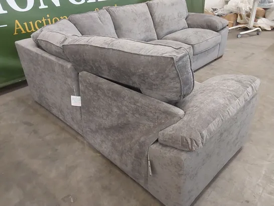 DESIGNER LARGE FABRIC UPHOLSTERED CORNER SOFA - GREY