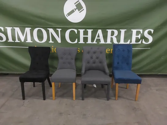 4 X ASSORTED DESIGNER DINING CHAIRS // STYLES AND MATERIALS VARY