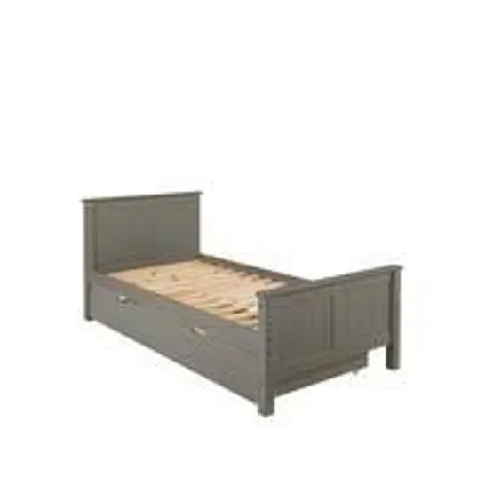 BOXED CLASSIC NOVARA SINGLE BED - DARK GREY (1 OF 2 BOXES INCOMPLETE)