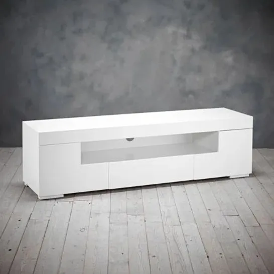 BOXED COSMO 2 DOOR TV UNIT 160CM WHITE (1 BOX)