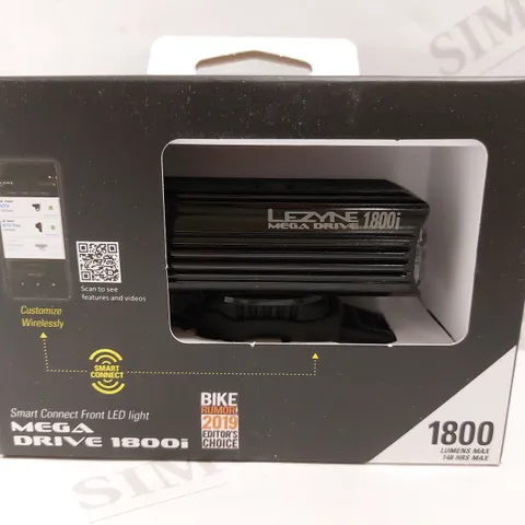 LEZYNE SMART CONNECT MEGA DRIVE FRONT LED LIGHT - 1800 LUMENS 