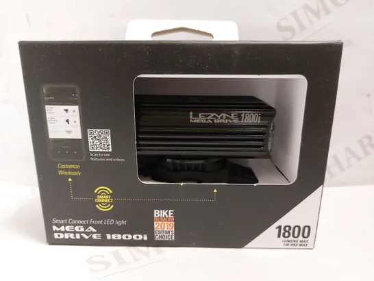 LEZYNE SMART CONNECT MEGA DRIVE FRONT LED LIGHT - 1800 LUMENS 