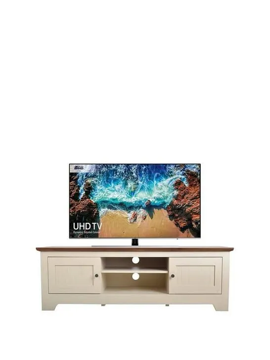 BOXED DEVON TV UNIT IVORY / WALNUT (1 BOX) RRP £189