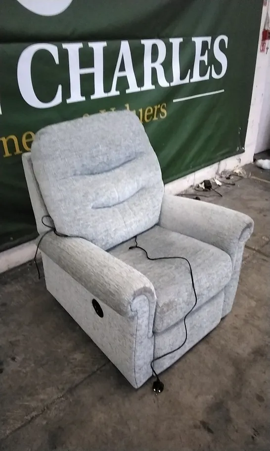 QUALITY BRITISH DESIGNED & MANUFACTURED G PLAN HOLMES POWER RECLINER FARROW ICE FABRIC