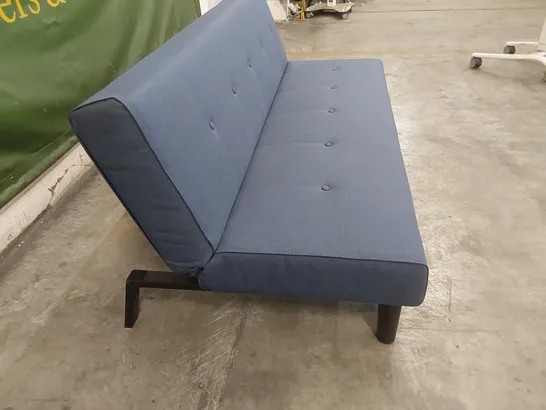 DESIGNER 3 SEATER FABRIC UPHOLSTERED SOFA BED - NAVY