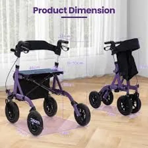 BOXED COSTWAY FOLDABLE ROLLING WALKER WITH SEAT - PURPLE (1 BOX)