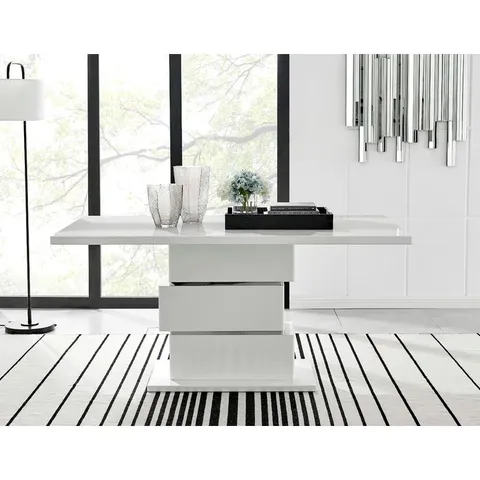 BOXED CHOWCHILLA 160cm HIGH WHITE GLOSS DINING TABLE (2 BOXES)