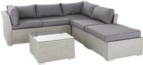 BOXED ATHENS ANTIQUE WHITE CORNER PATIO SET WITH TABLE & CHAISE (2 OF 2 BOXES) RRP £760