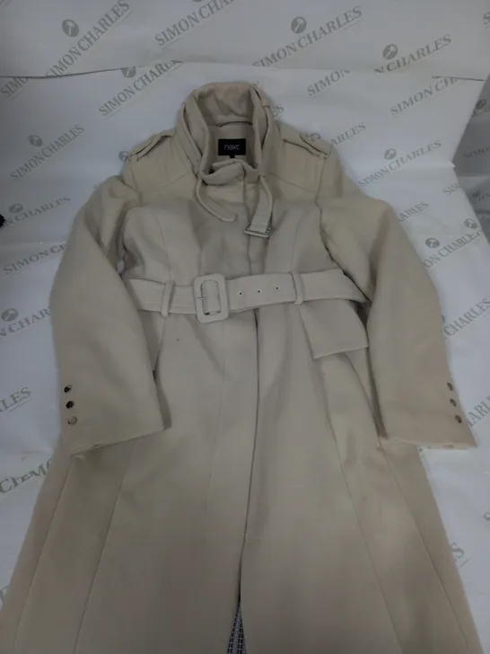 NEXT LONG TRENCH COAT IN CREAM - SIZE 10