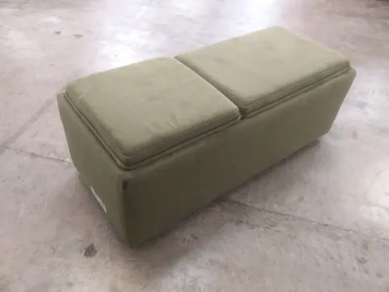 LOUNGE CO MADE AND MANUFACTURED RECTANGULAR STORAGE FOOTSTOOL - WOODLAND MOSS FABRIC 