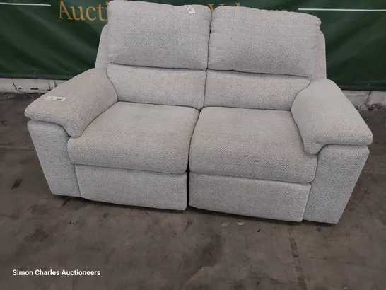 QUALITY BRITISH DESIGNER G PLAN TAYLOR POWER RECLINING TWO SEATER SOFA NEBULAR PEBBLE FABRIC 