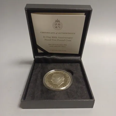 BOXED LIMITED EDITION D-DAY 80TH ANNIVERSARY JERSEY FIVE POUND COIN 